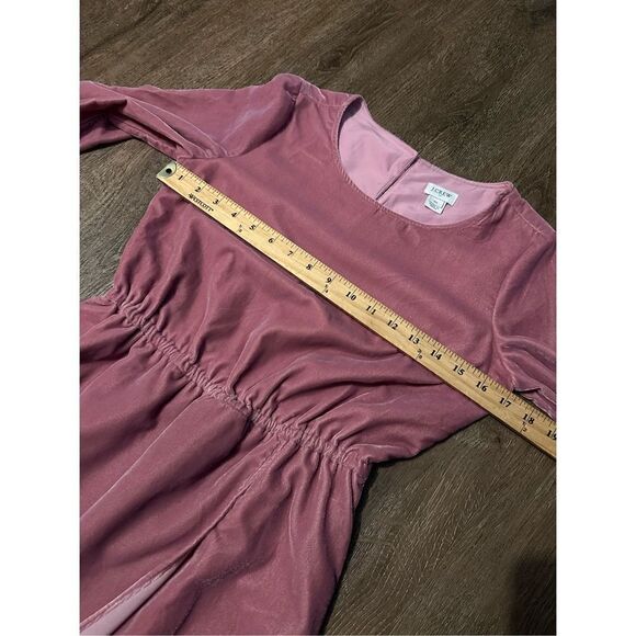 J Crew Pink Velvet Dress Size 00 Tulip Faux Wrap Front Elastic Waist Stretch - Picture 7 of 10